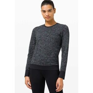 Lululemon Size 4 Swiftly Breathe Long Sleeve Pixel Check Black / Highlight Multi